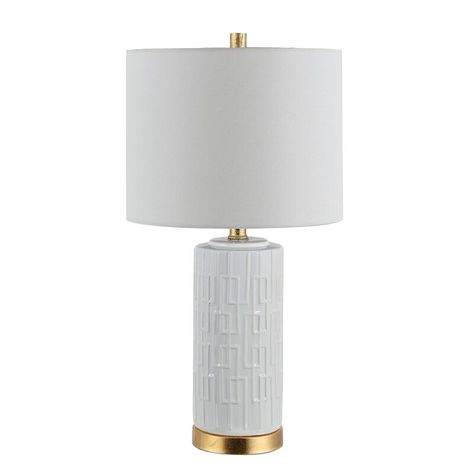 Safavieh 25" White/Gold Standard Lamp & Reviews | Wayfair Gold Lamp, Preppy Room Decor, Standard Lamps, Preppy Room, Ceramic Table Lamp, White Lamp, White Table Lamp, Cute Room Decor, White Table