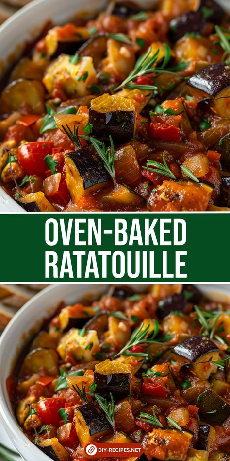 Enjoy oven-baked ratatouille with this easy recipe. Fresh veggies layered and baked with a touch of Parmesan cheese for a delightful dish. Easy Ratatouille, Clean Veggie Recipes, Baked Ratatouille Recipe Easy, Baked Ratatouille, Zucchini Ratatouille Recipe, Ratatouille Recipes, Ratouille Recipe Veggies, Vegetable Stew Recipes, Oven Eggplant Recipes