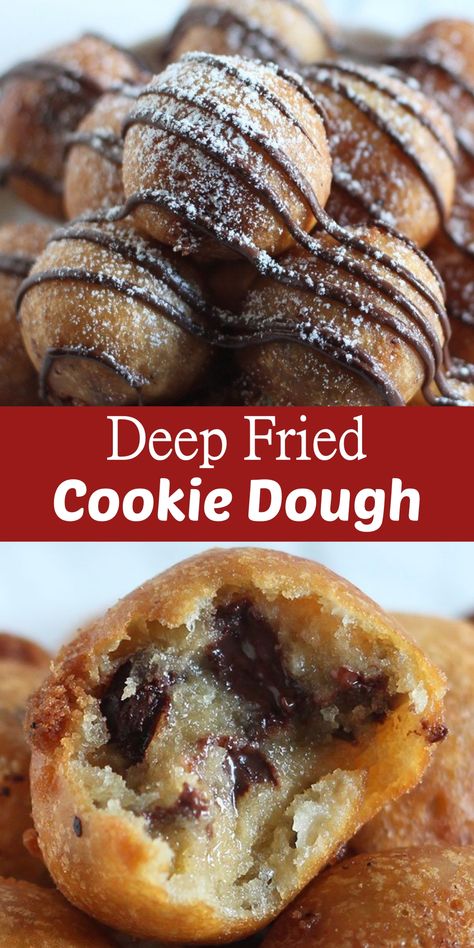 Deep Fried Cookie Dough, desserts, cookie dough Homemade Chocolate Chip Cookie Dough, Deep Fried Cookie Dough, Dessert For Party, Fried Cookie Dough, Deep Fried Desserts, Fried Desserts, Cookie Dough Desserts, Fried Dessert, Holiday Lunch