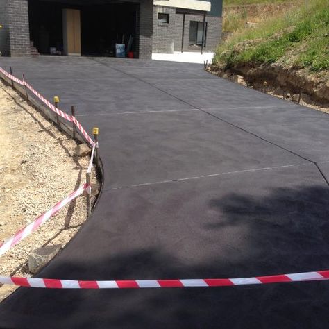 Driveways Melbourne, Concrete driveways Melbourne - GCM Concrete Dark Concrete Driveway, Coloured Concrete, Exposed Aggregate Concrete, Aggregate Concrete, Exposed Aggregate, Red Salmon, Driveway Design, Concrete Driveways, Yarra Valley