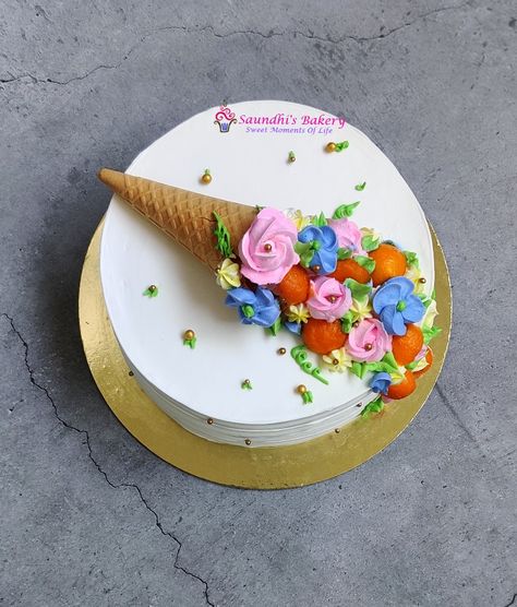 #saundhibakery #eggless #whippedcreamcake #mangocake #floralcakes #birthdaycake #Amanora #punebaker #nocakepremix #cakefromscratch #cake Half Kg Cake Design, Half Kg Cake, Ice Cream Cake Designs, Crazy Birthday Cakes, Cake Designs For Kids, Cake Decorating Flowers, Cake In A Cone, Cake Floral, Candy Birthday Cakes