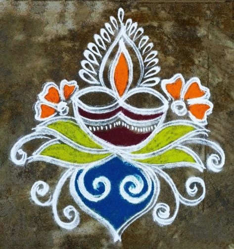 Diwali Dots Rangoli, Deepavali Rangoli, Color Rangoli, Deepam Rangoli, Deepam Kolam, Simple Muggulu, Easy Rangoli Designs Videos, Very Easy Rangoli Designs, Easy Flower Drawings