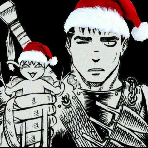 Berserk Christmas Pfp, Bleach Christmas Icon, Guts Berserk Fanart, Aot Christmas Pfp, Berserk Christmas, Berserk Matching Pfp, Guts Icon Berserk, Guts Berserk Pfp, Guts Fanart