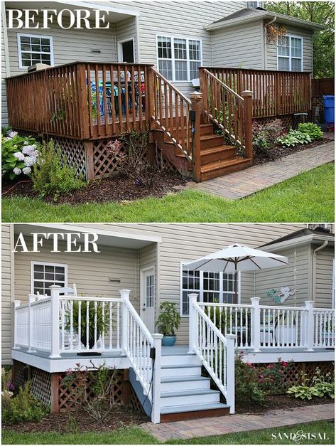 Deck Makeover - Before and After Deck Makeover, Deck Colors, Patio Deck Designs, Back Deck Decorating, Deck Paint, Deck Designs Backyard, Staining Deck, Deck Plans, Decks Backyard