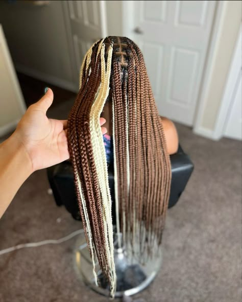 Brown And Blonde Peekaboo Braids, Mixing Hair Color, Boxer Braids Hairstyles, Brown Box Braids, Braids Tutorial, Brown And Blonde, Lemonade Braids Hairstyles, Quick Braids, Pretty Braids