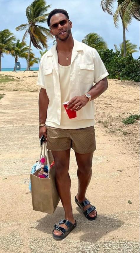 Mens Carribean Outfits, Men Florida Outfits, Men’s Outfit For Miami, Cabo Outfits Men, Mexico Men Outfits, Greek Vacation Outfit Men, Men’s Summer Outfits Tropical, Men Summer Holiday Outfit, Euro Summer Mens Outfit