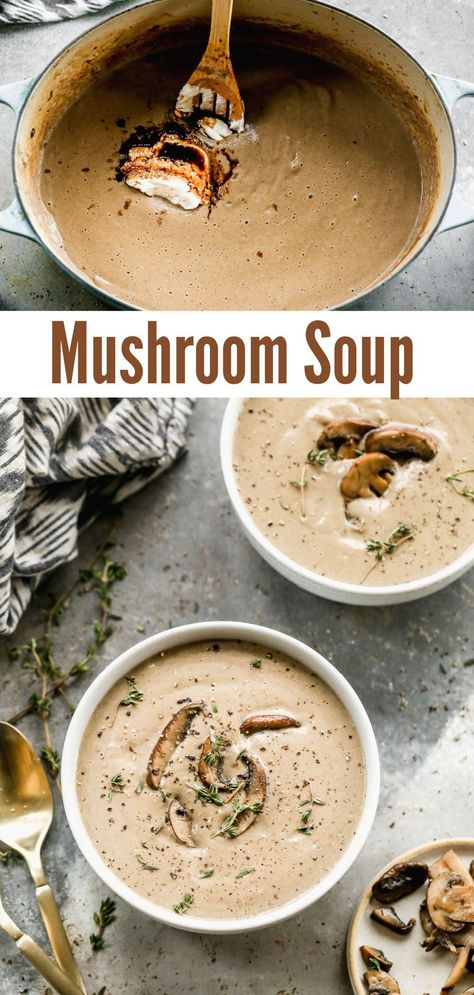 Blended Mushroom Soup, Slow Cooker Mushroom Soup, Soup Mushroom, Mushroom Bisque, Ms Recipes, Well Plated, Mushroom Soup Recipe, Cozy Soup, Creamy Mushroom Soup