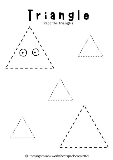 FREE triangle tracing worksheets printable - Printable and Online Worksheets Pack Triangle Tracing Free Printable, Triangle Worksheet Preschool, Triangle Tracing, Types Of Triangles, Prewriting Worksheets, Triangle Worksheet, Printable Shapes, Tracing Sheets, Toddler Worksheets