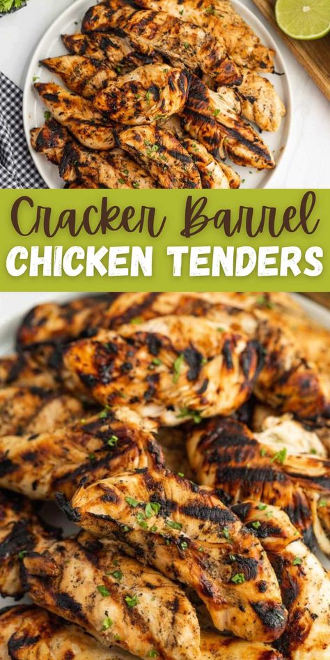 Cracker Barrel Chicken Tenders Cracker Barrel Chicken Tenders, Cracker Barrel Grilled Chicken, Copycat Cracker Barrel, Cracker Barrel Chicken, Cracker Barrel Recipes, Quick Bread Recipes Easy, Grilled Chicken Recipe, Grilled Chicken Tenders, Recipes Air Fryer