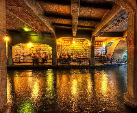 A Restaurant Under the Bridge in San Antonio by Trey Ratcliff in 2008 Beautiful Restaurants, Under Bridge, Water Architecture, San Antonio Riverwalk, Under The Bridge, Asian Inspiration, Bridge Design, Pathway Lighting, Landscape Plans