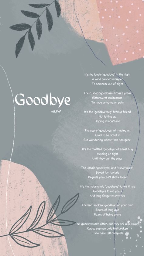 Goodbye Poem, Poetry Competition, A Poem, Letting Go, Poetry, Wonder, Let It Be, Quick Saves