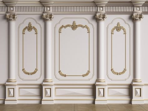 Neoclassic Wall, Classic Wall Design, Luxury Ceiling Design, Wall Panel Molding, Photo Classic, Baroque Decor, Classical Interior, Victorian Wall, Beauty Salon Interior