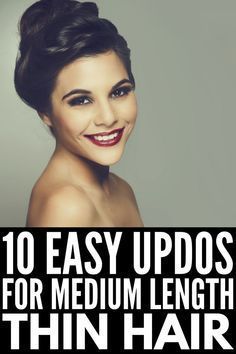 Updos For Work, Casual Hair Updos, Fine Hair Updo, Medium Fine Hair, Step By Step Hair, Easy Updos For Medium Hair, Medium Length Updo, Formal Updos, Prom Hair Updo