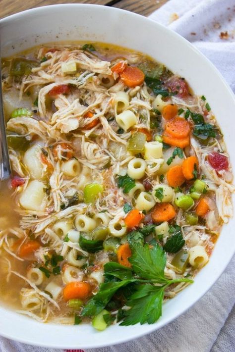 27 Soups with Potatoes for a Cold Fall Day | Decor Dolphin Sicilian Chicken Soup, Sicilian Chicken, High Blood Pressure Diet, Ditalini Pasta, Turkey Soup, Easy Soups, Idee Pasto Sano, Delicious Soup, Chicken Soup