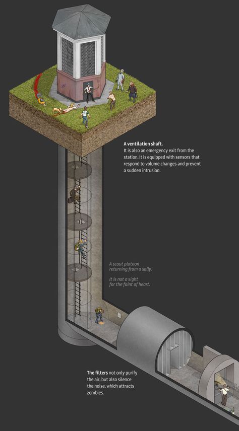 Among the Zombies: a Metro Station on Behance Check this: 👉👉http://survival.sitehome.co/homeSurvivor Tips: In challenging situations, stay calm, prioritize basic needs like water, food, shelter. Build alliances for support, but be cautious of betrayal. Adaptability is key—flexibility and resourcefulness aid survival. Maintain hope and a positive mindset. Learn essential skills beforehand for increased preparedness. Underground Bunker Plans, Apocalypse House, Underground House Plans, Bunker Home, Underground Shelter, Desert Places, The Zombies, Underground Bunker, Underground Homes