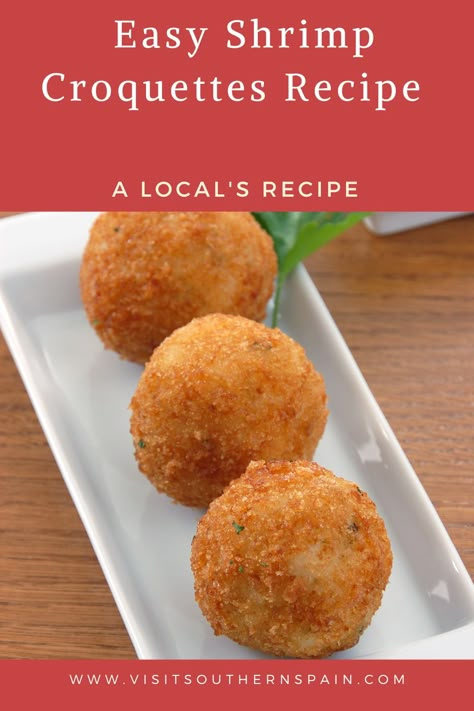 Shrimp Croquettes Japanese, Spanish Croquettes Recipe, Seafood Croquettes, Prawn Croquettes, Shrimp Croquettes Recipe, Kroketten Recipe, Spanish Croquettes, Shrimp Croquettes, Shrimp Tapas