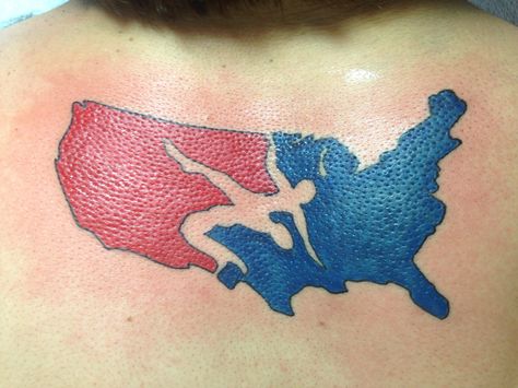 USA wrestling tattoo Aew Tattoo, Pro Wrestling Tattoos Ideas, Usa Wrestling Tattoo, Undertaker Tattoo Wwe, Edge Tattoo Wwe, Wrestling Tattoos Ideas, Celtic Raven Tattoo, Wrestling Tattoos, Black Sleeve Tattoo