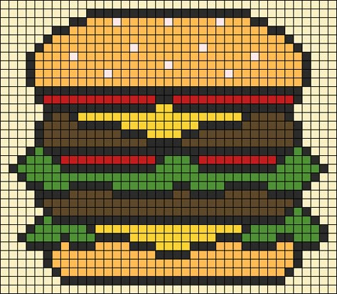 Pixel Art Food, Burger Food, Pencil Drawings For Beginners, Graph Crochet, Tiny Cross Stitch, Easy Pixel Art, Pixel Crochet, Pixel Art Grid, Graph Paper Art