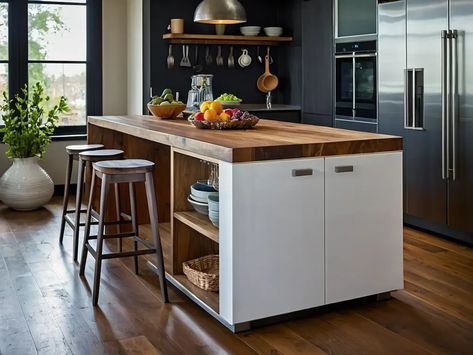 10 Clever Small Kitchen Island Ideas: Maximize Space in Style Moveable Island Kitchen, Tiny Kitchen With Island, Moveable Kitchen Island, Small Kitchen Island Ideas, Functional Kitchen Island, Fold Down Table, Kitchen Island Ideas, Small Kitchen Island, Modern Kitchen Cabinets