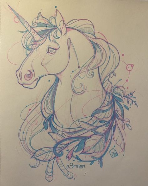 coloring pages 🏖 Unicorn Sketch, Unicorn Tattoos, Unicorn Drawing, Horse Sketch, Horse Drawings, Horse Drawing, Arte Sketchbook, Mythical Creatures Art, Animal Sketches