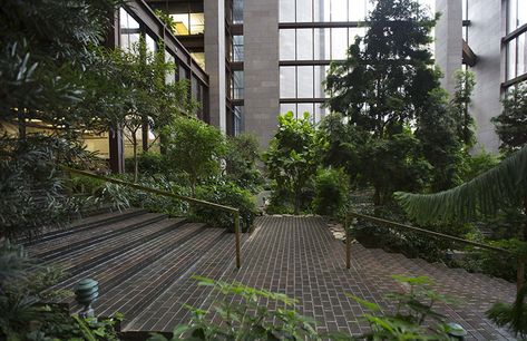 A Daily Dose of Architecture Books: Ford Foundation's New Atrium Garden Exterior Planter, Foundation Building, Atrium Garden, Atrium Design, New York Landmarks, Ford Foundation, Ecology Design, Green Facade, Berenice Abbott