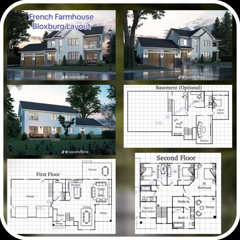 Berry Avenue House Layouts, Farmhouse Layout Bloxburg, Bloxburg Farmhouse Layout, Bloxburg House Blueprints, Bloxburg House Blueprints 2 Story, Bloxburg House Exterior, Penthouse Layout, Bloxburg House Layout, Modern Farmhouse Layout