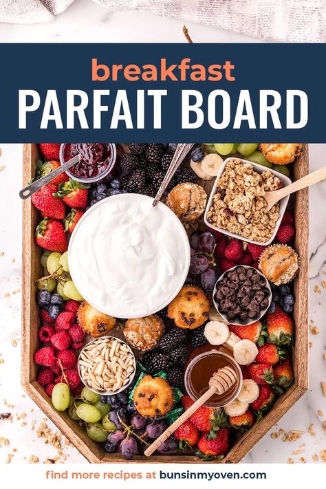 Parfait Board, Peach Quick Bread, Brunch Charcuterie Board, Yogurt Parfait Bar, Brunch Charcuterie, Breakfast Charcuterie Board, Healthy Parfait, Parfait Bar, Breakfast Charcuterie