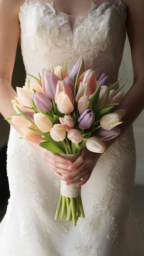 Enchanting Pastel Dream Tulip Wedding Bouquets