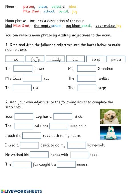 Expanded Noun Phrases Worksheets, Noun Phrases Worksheets, Expanded Noun Phrases, Graduation Crafts Preschool, Infinitive Phrases, Participial Phrases, Third Grade Worksheets, Types Of Nouns, Worksheets For Grade 3