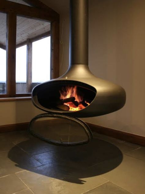 Best Wood Burning Stove, Wood Burner Fireplace, Wood Burning Stoves Living Room, Log Burner Fireplace, Modern Wood Burning Stoves, Contemporary Fireplace Designs, Suspended Fireplace, Wood Burners, Hanging Fireplace