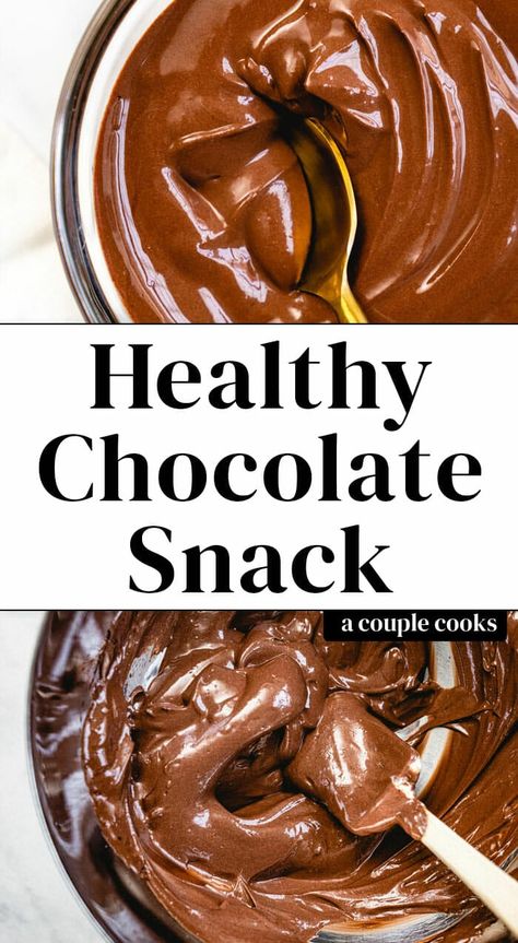 Need a chocolate fix? This chocolate snack tastes rich and chocolaty, but it's just Greek yogurt, cocoa powder and maple syrup. And it's made in 2 minutes! #chocolate #snack #healthy #darkchocolate #dutchprocess #cocoapowder #naturallysweet #norefinedsugar #maplesyrup Healthy Chocolate Snack, Greek Yogurt Snacks, Healthy Cocoa, Healthy Chocolate Pudding, Healthy Chocolate Snacks, Chocolate Greek Yogurt, Cocoa Powder Recipes, Yogurt Snacks, A Couple Cooks