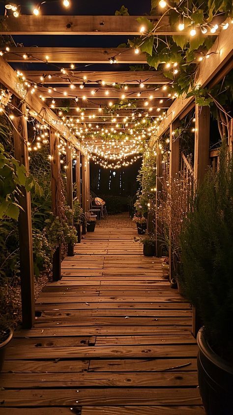 Fairy Lights Aesthetic Outdoor, Pergola Solar Lights, Backyard With Fairy Lights, Garden With Fairy Lights, Pergola Lighting Ideas, Pergola Lights, Gazebo Lighting, Fairy Lights Garden, Outdoor Lighting Design