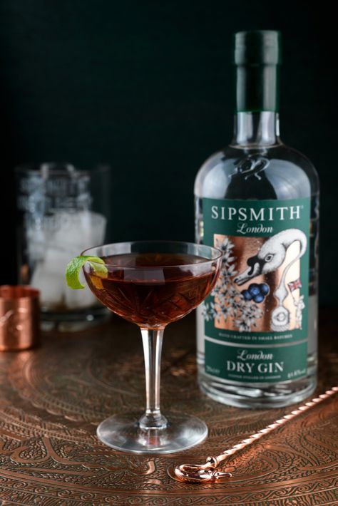 Swan Recipe, Sipsmith Gin, Sweet Vermouth, Orange Bitters, Sloe Gin, Gin Cocktail Recipes, Lime Peel, Gin Cocktail, London Dry Gin