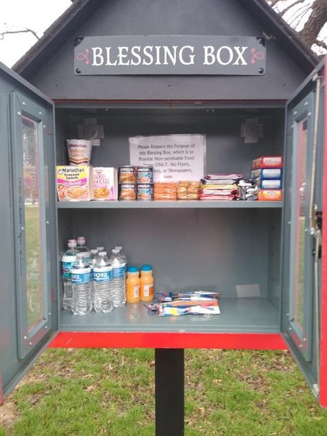 Good News Gastonia | Please list local Blessing Boxes below (location) | Facebook Blessing Box Diy, Blessings Box Ideas, Blessing Box Food Pantry, Blessing Box Ideas, Blessing Boxes, Little Free Pantry, Community Service Ideas, Free Pantry, Service Ideas