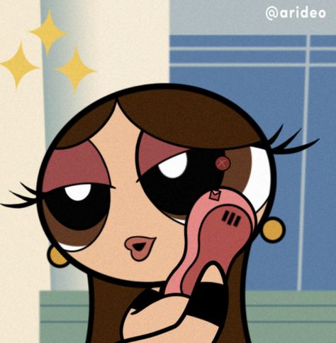 Powerpuff Girl Brown Hair, Brown Hair Cartoon, Super Nana, Cute Brunette, Photos For Profile Picture, Girl With Brown Hair, Cute Canvas Paintings, Creative Profile Picture, Cartoon Profile Pictures