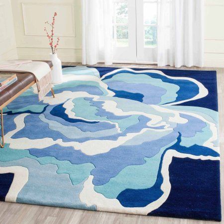 Rugs Direct, Tufting Ideas, Funky Rugs, Rug Tufting, Mediterranean Blue, Tufted Rugs, Navy Rug, Rug Ideas, Handmade Area Rugs