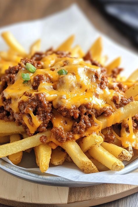 Frozen French Fries, Sloppy Joe, Healthy Food Motivation, Cheese Fries, Monterey Jack, Delish Recipes, Monterey Jack Cheese, Fun Easy Recipes, Green Onion