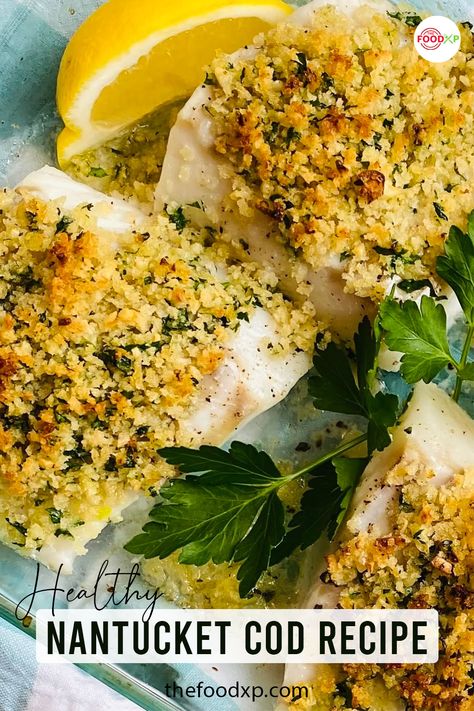 This Red Lobster Nantucket baked cod recipe gets ready in just 20 minutes. It is perfect for weeknight dinners or the best dish to serve your guests. Click on the provided link. #redlobsternantucketbakedcod #redlobsternantucketcodrecipe Go To Dinners, Baked Cod Recipes, Cod Fish Recipes, Crispy Garlic, Seafood Entrees, Easy Fish Recipes, Easy Seafood, Savory Food, Cod Recipes