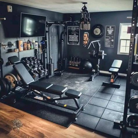 Home Gym Ideas Small Basements, Basement Gym Ideas, Commercial Gym Design, Basement Home Gym, Home Gym Basement, Functional Workout, Functional Trainer, Backyard Gym, Home Gym Inspiration