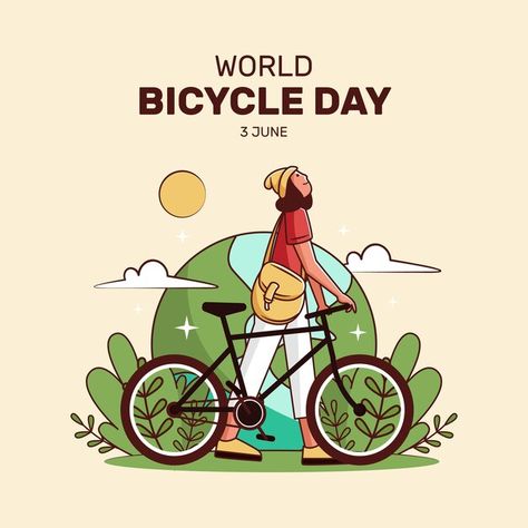 Cycling Cartoon Illustrations, Bicycle Art Illustration, Biking Illustration, Cycle Illustration, Cartoon Bike, Cycling Illustration, Car Free Day, World Bicycle Day, Bicycle Drawing