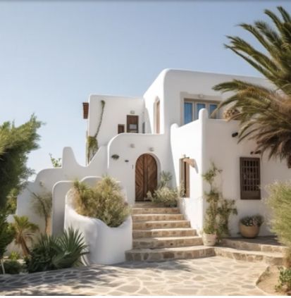 Adobe House Design, Greek Style Home, Greek Homes, Dana Villas, White Bungalow, Mud House, Home Minimal, Adobe House, Mediterranean Style Homes