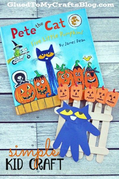 Pete the Cat - Five Little Pumpkins Kid Craft Idea Pete The Cat Activities, 5 Little Pumpkins, Cat Activities, Five Little Pumpkins, Pumpkin Activities, October Crafts, Preschool Fall, Carte Halloween, Cat Book