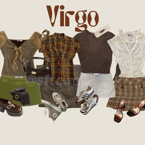 Is that a good old zodiac lookbook ? 🦅 Earth Sign Outfits, Virgo Inspired Outfits, Virgo Rising Outfits, Zodiac Outfits, Virgo Aesthetic Clothes, Virgo Fashion, Virgo Rising Style, Virgo Venus Style Outfits, Virgo Style