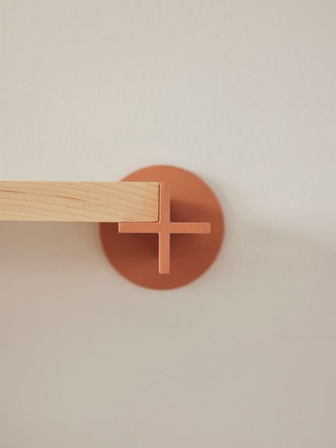 The Plus Collection: Hooks, Shelves, Bedside Tables from Studio Goux Cool Shelving Ideas, Wooden Products Ideas, Product Design Details, Product Display Table, House Decor Items, Handmade Wood Furniture, Wooden Wall Hooks, Floating Shelf Brackets, Hardware Storage