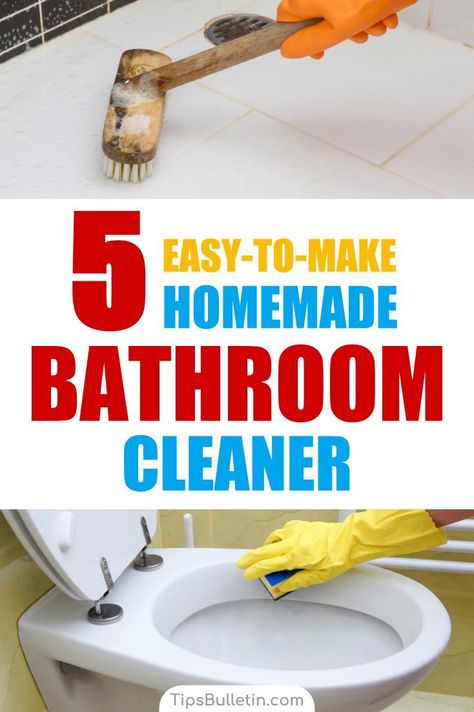 Clean and disinfect your bathroom with these home made natural cleaner recipes. From tile, grout, shower, to toilet and sink cleaning - these DIY cleaners based on vinegar, baking soda or hydrogen peroxide will let you clean your bathroom in no time.#bathroomcleaning #cleaner #diy Homemade Bathroom Cleaner, Natural Bathroom Cleaner, Diy Bathroom Cleaner, Bathroom Cleaners, Sink Cleaning, Natural Bathroom, Homemade Cleaning, Cleaner Recipes, Bathroom Cleaning Hacks