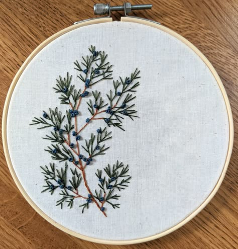 Cedar Tree Embroidery, Fir Tree Embroidery, Pine Branch Embroidery, Cedar Embroidery, Woodsy Embroidery, Juniper Embroidery, Embroidery Branch, Evergreen Embroidery, Branch Embroidery Pattern