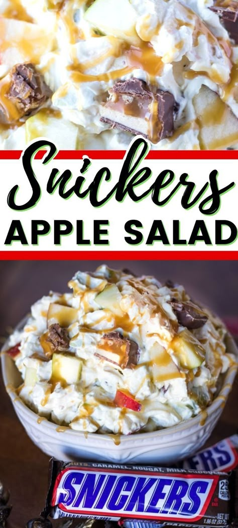 Desert Salads Cool Whip, Fall Pot Luck Desserts, Pot Luck Dessert Ideas, Pot Luck Ideas Parties, Pot Luck Recipes Easy, Thanksgiving Pot Luck Ideas, Pot Luck Salads Easy, Apple Snicker Salad Recipe, Pot Luck Sides