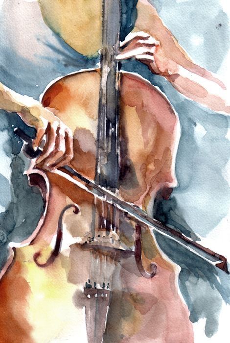 Cello Art, Cello Player, Violin Art, Instruments Art, Cello Music, Music Painting, 수채화 그림, Musical Art, Watercolor Inspiration