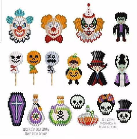 Halloween Earrings Beaded, Halloween Beaded Jewelry, Pony Bead Projects, Fall Bead, Stitch Halloween, Seed Bead Crafts, Holiday Beading, Halloween Beads, Halloween Cross Stitches