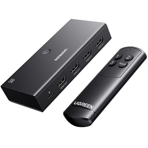 PRICES MAY VARY. HDMI Switch 3 in 1 out: This UGREEN 4k HDMI switch makes it easy to stream video and audio from 3 HDMI devices to 1 HDMI display, allowing you to easily enjoy games or movies between the three devices without swapping the cable. 4K@60Hz Resolution & Dolby Sound: HDMI splitter supports up to 4K@60hz, 2k@120hz, and 1080p@240hz. Supports HDMI 2.0/1.4, and HDCP2.2/1.4. It also supports Dynamic HDR/3D, RGB 8/10/12 bit, PCM2.0, Dolby2.0/5.1, DTS5.1/7.1, which delivers superb images and clear thrilling surround sound for a cinematic video feast. 2 Ways to Switch: UGREEN HDMI switch box equipped with remote control and button switch for easier operation. You can easily switch between your game channels from the comfort of your sofa (control range up to 33 feet). Universal Compatib Enjoy Work, Hdmi Splitter, Blu Ray Player, Video Accessories, Fire Tv Stick, Dolby Atmos, Audio Accessories, Home Cinemas, Data Transmission